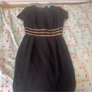 Donna Morgan Black Dress with Leopard Print Accents